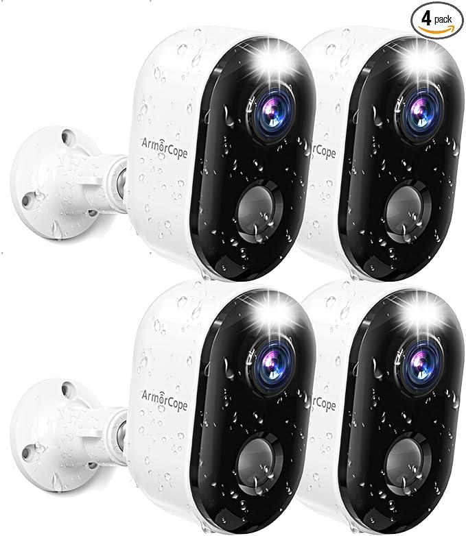 Security Cameras Wireless Outdoor, Battery Powered 2k Color Night Vision, AI Motion Detection, IP66 Weatherproof, 2-Way Talk, SD/Cloud Storage, 2.4Ghz WiFi Cameras for Home Security