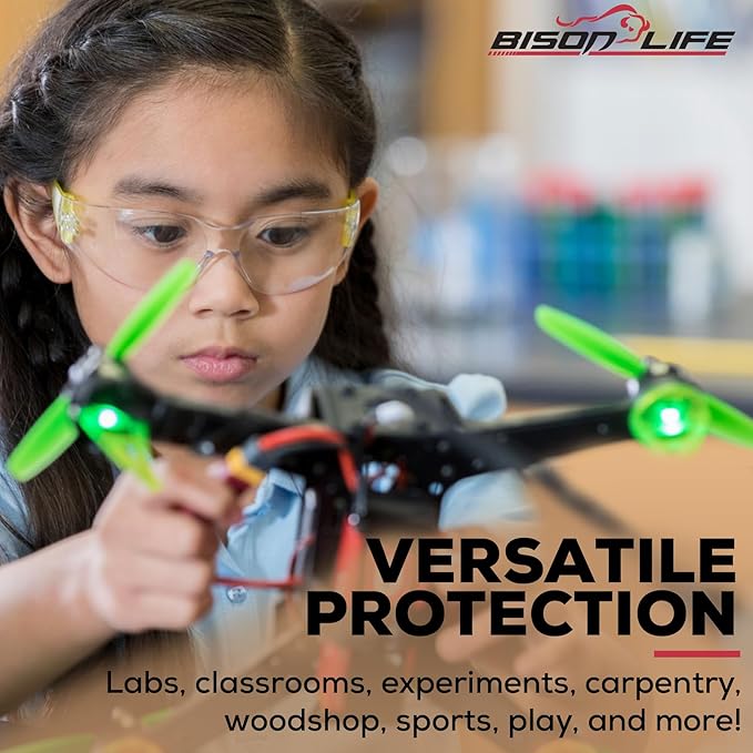BISON LIFE Kids Safety Glasses, Bulk Kids Protective Glasses ANSI Z87.1 Safety Glasses for Kids, Science Safety Goggles Pack