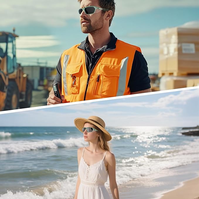 ProtectX Stylish Anti-Fog & Scratch-Resistant Safety Glasses With Readers, UV Protection Goggles, Anti-Impact Lightweight Glasses for Men＆Women Jade Tinted Smoke - 6 Pack