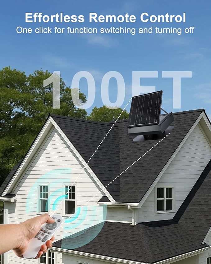 GROWNEER 40W 14" Solar Attic Fan with Smart Thermostat, 2000CFM Solar Powered Attic Fan 24/7 Worktime, Cools up to 2000 Sq.Ft, Waterproof Solar Roof Vent for Attics, Sunrooms, Warehouses, Factories