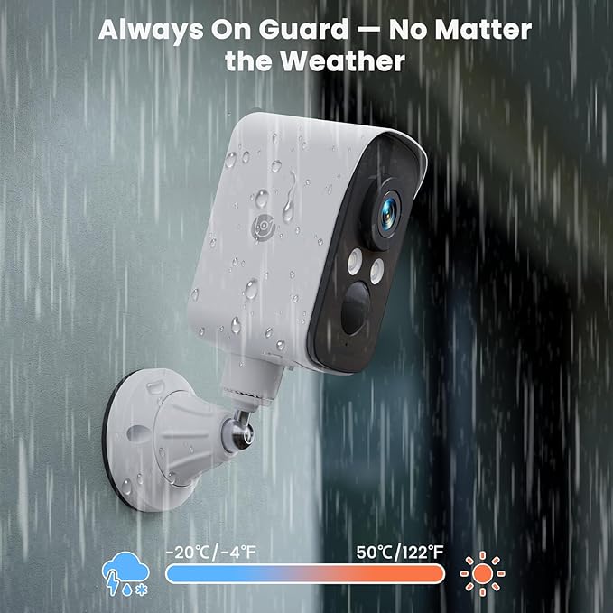 300° Pan Wireless Outdoor Security Camera, No Subscription Free 7-Day Cloud/SD, Free Human Detection, Magnetic Mount, Battery Powered Cam, 2.4G WiFi, 2K, Night Vision, 2-Way Talk, Home Security, IP65
