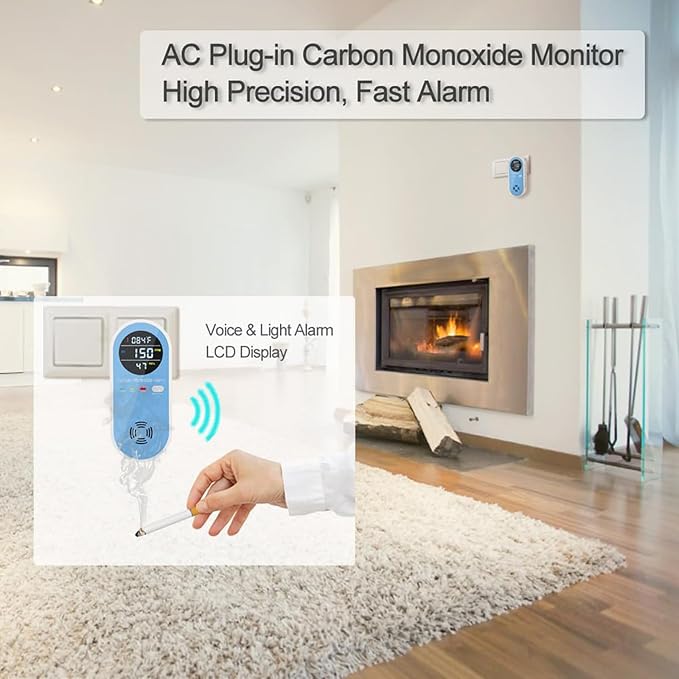 2 Packs Carbon Monoxide Detectors, 3in1 Carbon Monoxide Detector Plug in Wall, FLUNGSKY Travel Carbon Monoxide Detector with Temperature Humidity Display, Portable Carbon Monoxide Detectors for Home