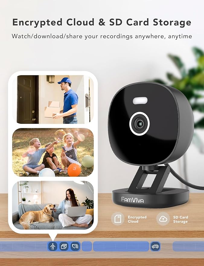 2K Security Camera, Outdoor/Indoor for Home, Pet, Baby, Nanny, IP65 Wterproof Color Night Vision, White Light & Siren, Recording, Motion Detection, Compatible with Alexa,Black