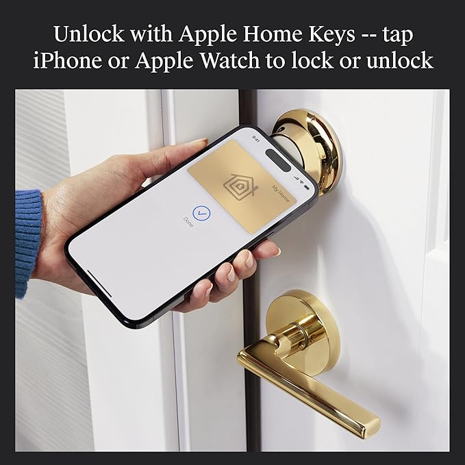 Level Lock+ WiFi Deadbolt Smart Lock - World's Smallest Smart Lock Plus Apple Home Key - Lock/Unlock Anywhere - Level App for iOS & Android - Works with Alexa, Apple & Google Home (Polished Brass)
