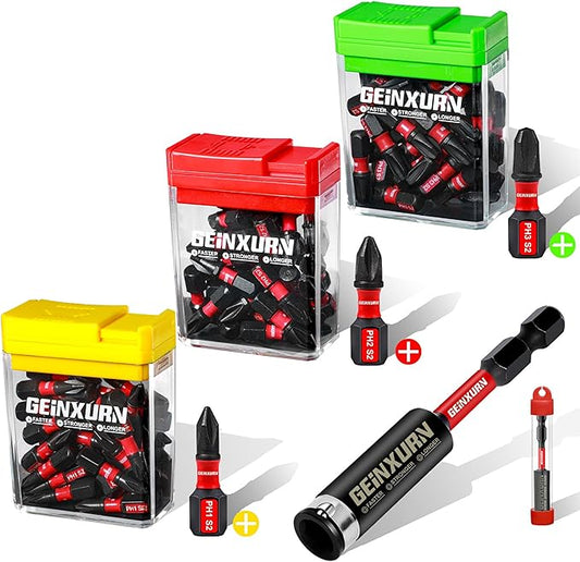 Impact Phillips Screwdriver Bits Set, 90 Pieces 1" Magnetic(PH1/PH2/PH3) S2 Steel Multi Cross Driver Bits and 1 PcsBit Holder with Storage Colorful Box