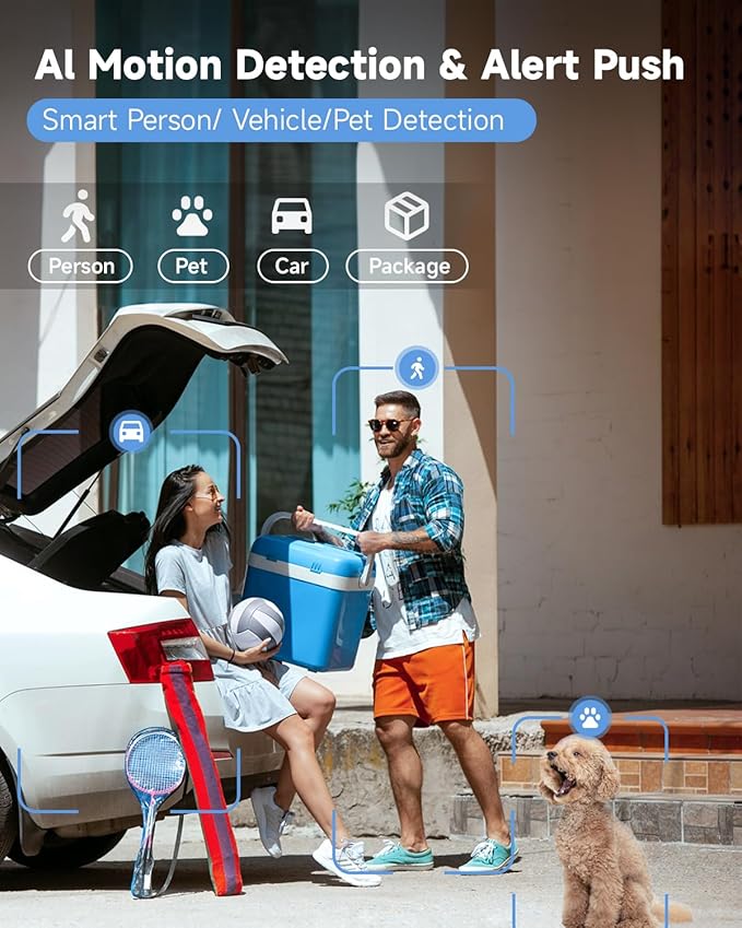 Security Cameras Wireless Outdoor,2K Battery Wireless WiFi Cameras for Home Security,AI Motion Detection,Local SD/Cloud Storage,Smart Home Cam (White 1 Pack)