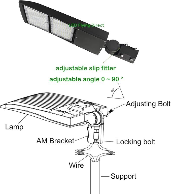 480V 300W High Voltage LED Street Light, Parking Lot Pole Lights, LED Area Shoebox Light 42000LM 1000W MH/HPS Equiv. 5000K AC 277-480V DLC UL cUL (Dark Brown Housing Slip Fitter Mount)