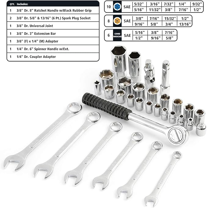GreatNeck MS125 125 Piece Marine Tool Set, Complete With High Visibility, Water-Resistant Boat Tool Box Case, Anti-Rust Chrome-Plated Boat Supplies And Accessories, Orange