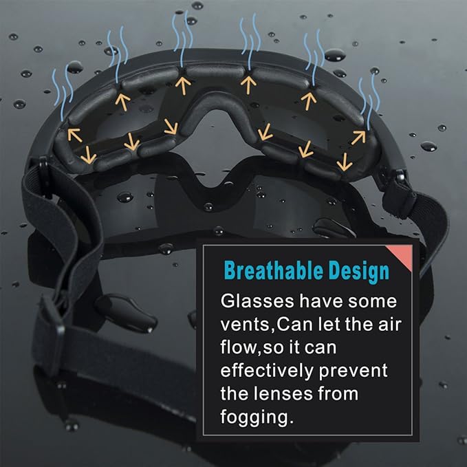 Viriber Motorcycle Goggles - UV Protective Outdoor Glasses, Dust-proof Combat Goggles (Deep Black)