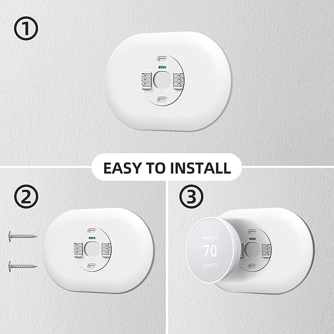 Compatible with Google Nest Thermostat 2020 Wall Plate Cover, Nest Thermostat Trim Kit, Nest Thermostat Wall Plate Cover, Nest Thermostat Accessory Easy Installation - Snow