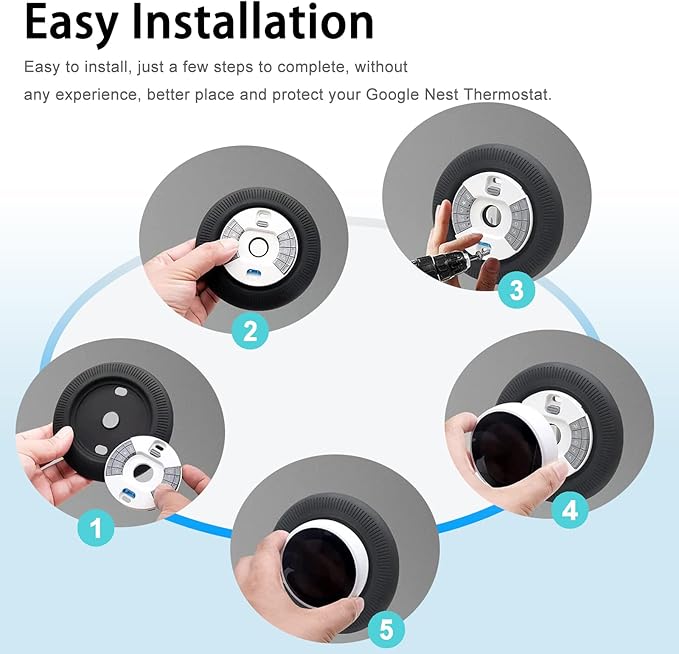 Miimall Compatible for Google Nest Thermostat Trim Kit, Fingerprint Silicone Nest Thermostat Wall Plate Cover/Mount/Bracket/Holder/Backplate, for Google Nest Thermostat Accessories-Black