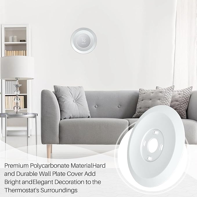 Wall Plate Cover Compatible with Google Nest Thermostat 2020,For Google Nest Thermostat Wall Plate, Nest Thermostat Trim Kit Accessory,Fingerprint Resistant | Easy Installation |White 2pc
