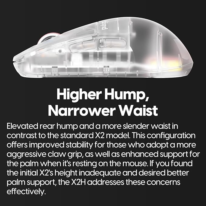 Pulsar Gaming Gears - Super Clear Limited Edition: X2H Mini Wireless Gaming Mouse, Symmetrical, Ultra Lightweight 1.83 oz (52g), PAW3395 26k DPI Optical Sensor, Optical Switch (Mini, Super Clear)