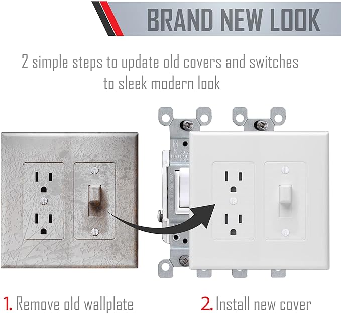 Taymac 2772W Revive Device Wall Plates 2-Gang Masque Decorator Cover, White