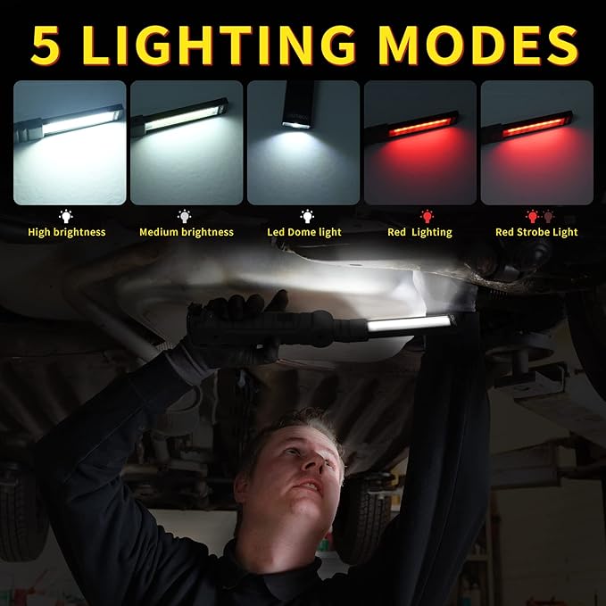 4 Pack Flashlight Vagocom Mechanic Tools for Gift,LED Rechargeable Work Lights with 360° Rotate Magnetic Base 5 Modes Portable Inspection Torch for Trouble Light,Automotive,Handmade,Camping,BBQ