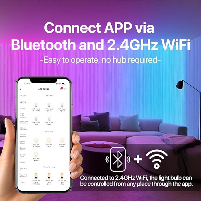 ORALUCE Smart Light Bulb Compatible with Alexa & Google Home, A19 E26 LED Light Bulb 60W Equivalent, 2.4GHz WiFi & Bluetooth Color Changing APP Dimmable, Multicolor LED Bulb 900 Lumens,4P