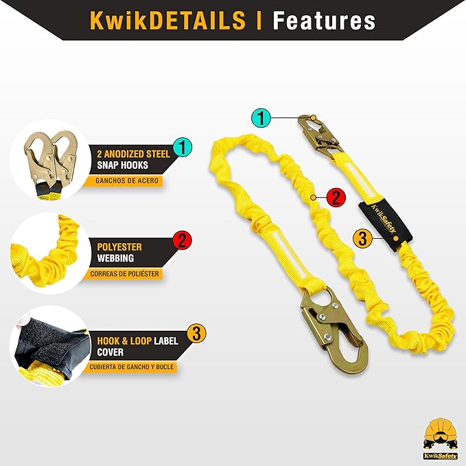 KwikSafety - TYPHOON Safety Harness [3 D-RINGS + BACK SUPPORT] Safety Harness Fall Protection Kit, 2025 ANSI Compliant