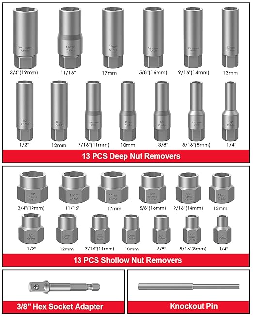 Kolvoii Screw Extractor Set & Bolt Extractor Kit, Stripped Lug Nut Remover Set, 67 Pcs Easy Out Bolt Extractor Set for Rusted, Rounded, Damaged Nuts, Screws, Bolts, 35#CR-MO 6542/4341 HSS Steel Cobalt