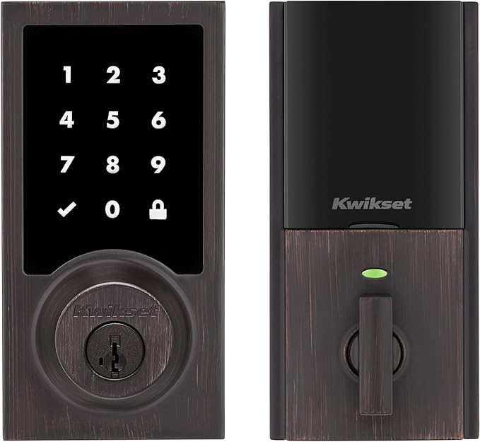 Kwikset HomeConnect 918 Contemporary Z-Wave Long Range Enabled Touch Screen Lock Works with Ring Alarm, Samgsung SmartThings Hub Required, Sold Seperatedly in Venetian Bronze