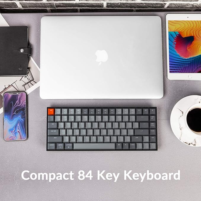 Keychron K2 75% Layout RGB Bluetooth Wireless Mechanical Keyboard with Gateron G Pro Red Switch/Anti Ghosting/N-Key Rollover, Compact 84 Keys USB Wired Gaming Keyboard for Mac Windows-Version 2