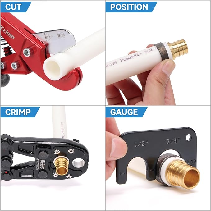 iCrimp Pex Pipe Crimping Tool, Plumbing Tool with Convertible 1/2" and 3/4" Jaws for Copper Ring, Meets ASTM 1807 Standard IWS-1234N