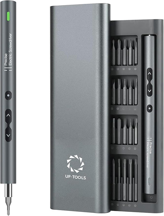 UF-TOOLS Mini Electric Screwdriver, 62 in 1 Cordless Rechargeable Small Power Screwdriver Set with 48 Bits, Led Light and Magnetic Mat, Professional Repair Tool for Phone Watch Camera Laptop PC