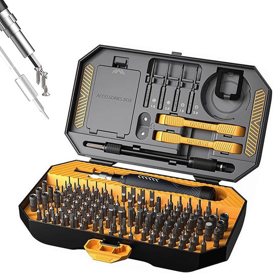 145-in-1 Precision Screwdriver Set Professional Mobile Phone and Computer Repair Kit with Torx, Star, Pentalobe, Hex Small Magnetic Screwdriver Bits, Suitable for MacBook, iPhone, Watch, Camera