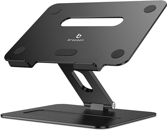Laptop Stand | Adjustable Ergonomic Riser for Desk, Aluminum Computer Holder with Heat Vent, Fits 10–17" Laptops, Dark Black
