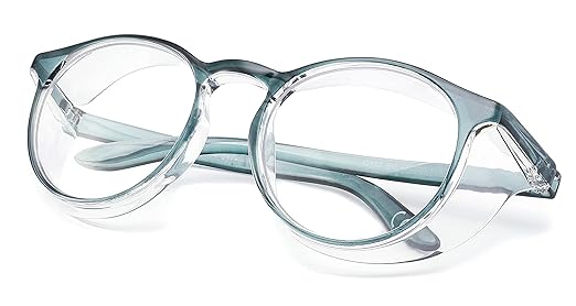 Alsenor Safety Glasses Anti Fog Goggles Protective Eyewear Blue Light Blocking Anti Dust UV Protection Glasses For Men Women (Round-NewBlue)