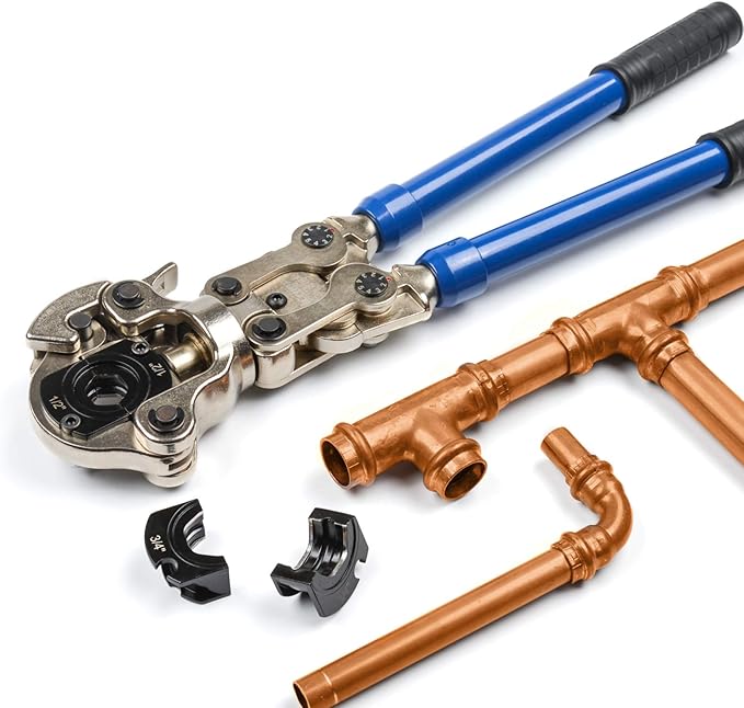 iCrimp Copper Tube fittings Crimping tool with 1/2,3/4 and 1-inch Jaw for ProPress copper fitting IWISS-1632AF