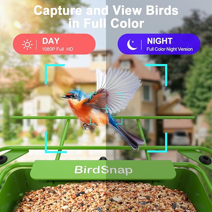 birdsnap® APS - Metal Bird Feeder with Camera Solar Panel 32GB Card, AI Identify 10000+ Birds Camera Feeder, 2K HD Live View Auto Record Bird Video, Ideal Xmas Gift for Birds Lover