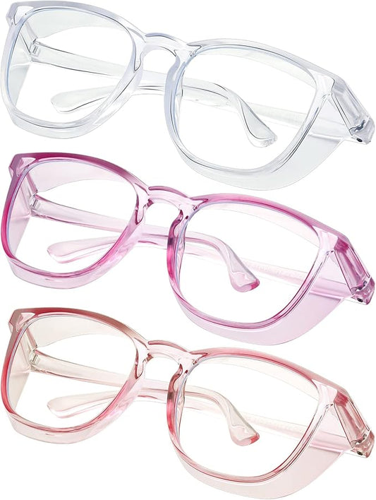 Safety glasses Goggles Nurses Protective Eyewear - Anti Fog Square Frame Stylish Clear Glasses for Women Men