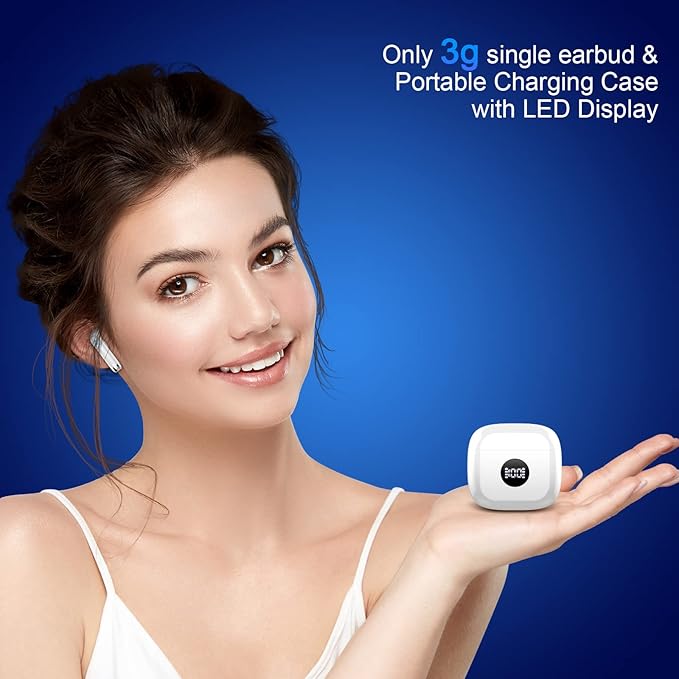 Wireless Earbuds, Bluetooth 5.4 Ear Buds LED Power Display Headphones Bass Stereo, Bluetooth Earbuds in-Ear Noise Cancelling Mic, 40H Playback Mini Case IP7 Waterproof Sports Earphones for Android iOS