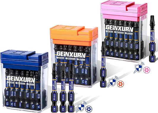 Impact Security Torx Screwdriver Bits Set,45 Pcs 2" Magnetic (TT10/TT15/TT20/TT25/TT30) S2 Steel Multi Hollow Star Driver Bits with Colorful Box