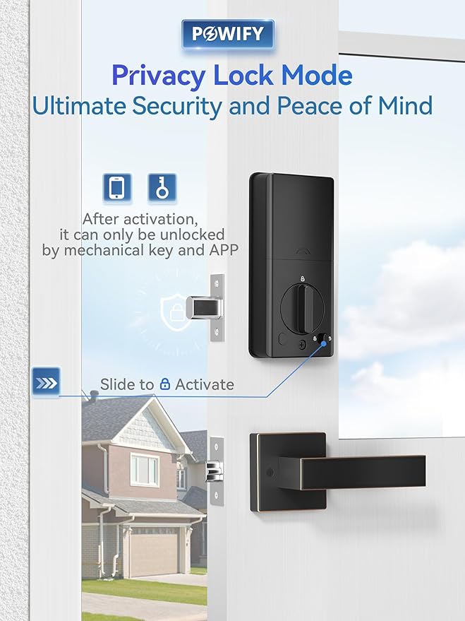 Keyless Entry Door Lock with Handle, APP Control Smart Front Set, Keypad Door with Handle, Keypad Deadbolt Auto Lock, Easy to Install, Bluetooth, Oil Rubbed Bronze