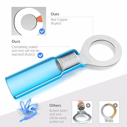 Kuject 200PCS Heat Shrink Wire Connectors Kit, Electrical Waterproof Crimp Butt Terminals, Insulated Spade Connectors for Automotive Marine Boat Truck, Include Rings Forks Spade Butt Splices