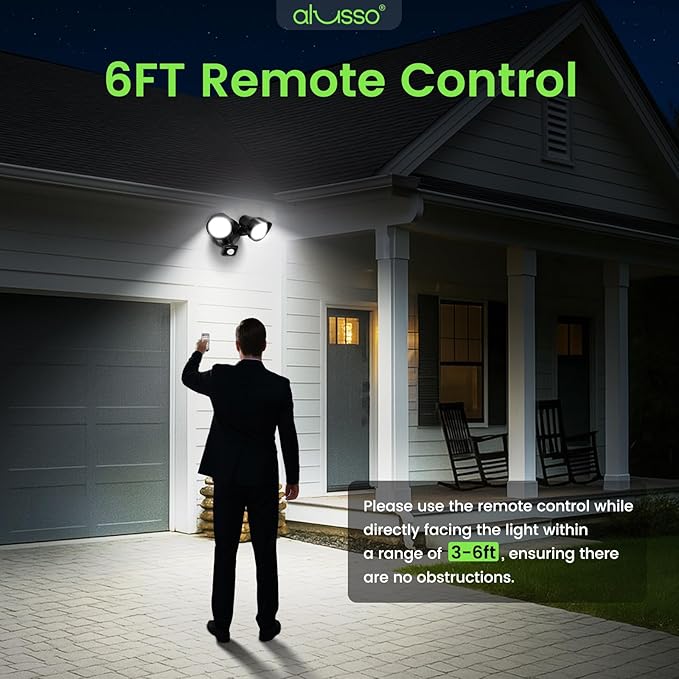 ALUSSO® LED Security Lights Motion Sensor, 25W 2000LM Flood Lights Outdoor Motion Sensor with Remote, Dimmable Brightness 3000K-6500K CCT IP65 Security Light ETL Listed for House Garage Yard 1 Pack