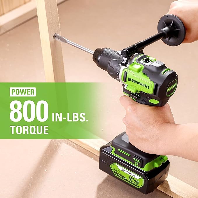 Greenworks 24V 10pcs Combo Kit,(2) Batteries & (2) Chargers. 800in/lb Drill&Impact Driver with Bits,Wrench, Multi-tool, Reciprocating Saw&Jigsaw, Circular saw, Angle Grinder and Flashlight