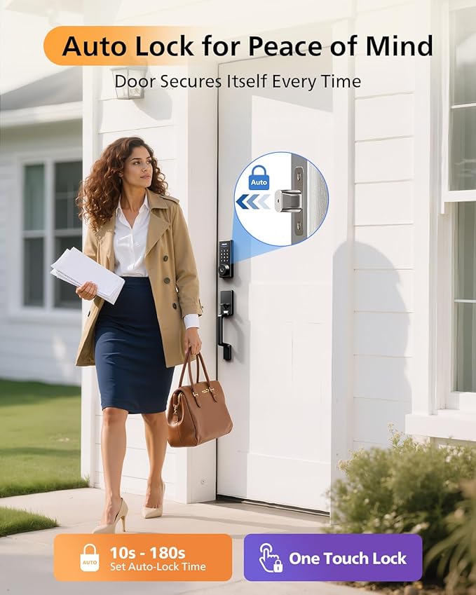 Philips WiFi Smart Lock + Door Handle Set, Built-in WiFi, APP Remote Control, Keypad Door Locks for Front Door, Fingerprint Unlock, Voice Control, Digital Deadbolt Smart Lock, Keyless Entry, Auto Lock