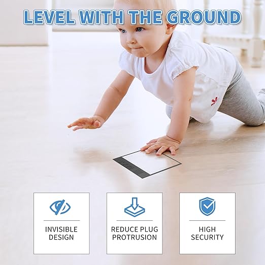 Vagueior Recessed Floor Electrical Outlet Kit,Flat Hidden Socket Kit,Hidden Duplex 15A Tamper-Resistant Receptacle Outlet and 2.1A USB Port，Waterproof Electrical Outlet Covcer Box,Black