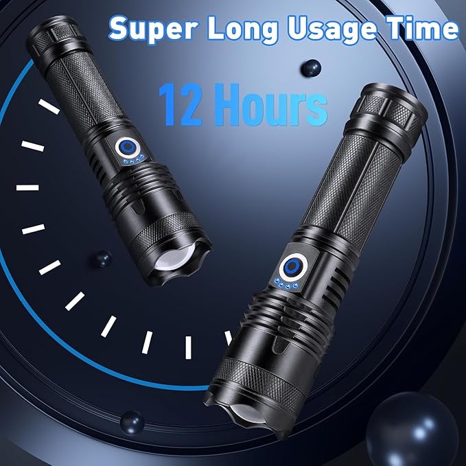 Rechargeable LED Flashlights High Lumens 2, 99000 Lumens Super Bright Flashlights with 5 Modes, Waterproof Powerful Flash Light Multifunctional Flashlights for Home Emergencies Hiking