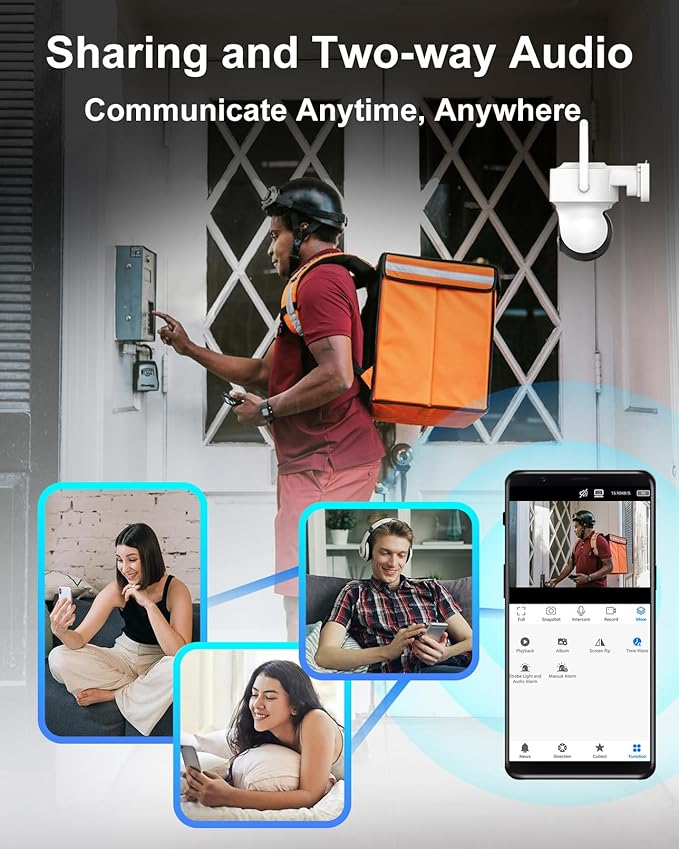 4MP Wireless Solar Security Camera Outdoor, 2K WiFi Home Surveillance PTZ Cam with with Floodlight, Human Detection, Siren Alarm, 98FT Night Vision, 2-Way Talk, 5W Solar Panel & Rechargeable Battery