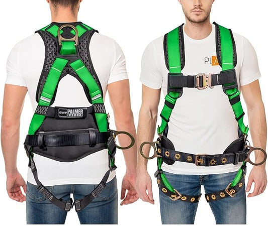 Palmer Safety Hammerhead 5pt Safety Harness Back Padded, QCB Chest, Tongue Buckel Legs Straps, Back & Side D-Rings
