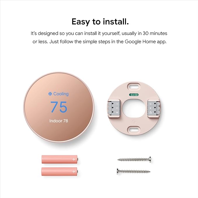 Google Nest Thermostat - Smart Thermostat for Home - Programmable Wifi Thermostat - Sand