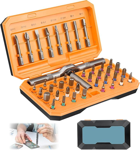 42 in 1 Magnetic Ratchet Screwdriver Set with Ratchet Handle, Complete Repair Kit for Furniture Assembly, Electronics, Bicycle Maintenance and DIY