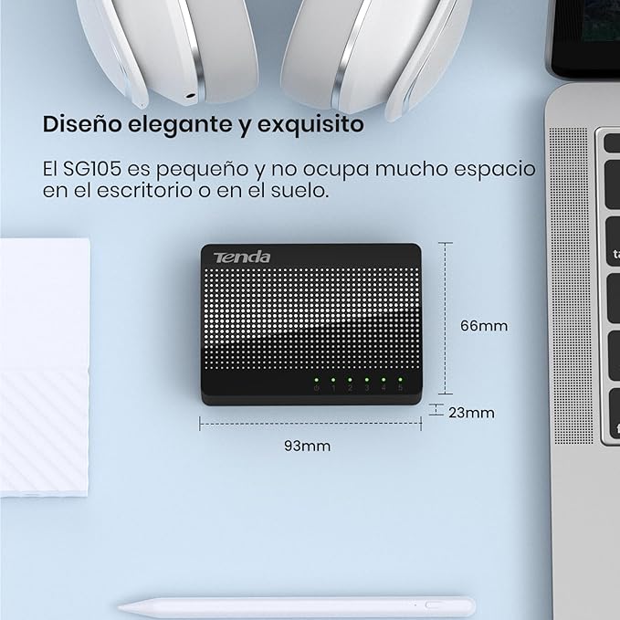 Tenda SG105, 5 Port Gigabit Switch, Unmanaged Home Ethernet Switch, Office Ethernet Splitter, Plug & Play, Plastic Case, Desktop/Wall-Mount, Fanless Quiet, Limited Lifetime Protection