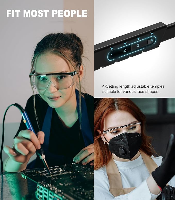 xaegistac Anti-Fog Safety Glasses with Side Shields,UV400 Protective Eyewear,Impact Resistant Safety Goggles for Men Women