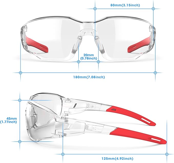 Safety Glasses Anti-Fog Goggles Clear Lens,Adjustable Frames Blue Light Blocking Eye Protection For Men Women