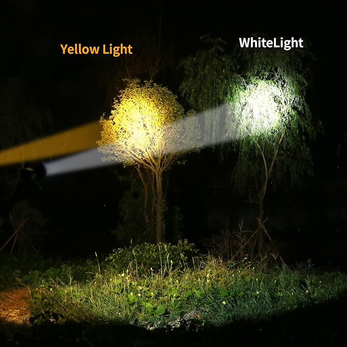 Superbright Handheld LED Spotlight Flashlight Powerful Searchlight USB Rechargeable Lantern with Power Bank Function Portable Camping Emergency Light (Yellow Light)