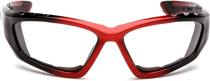 Pyramex SBR8710DTP Accurist Safety Glasses Clear Anti-fog Lens,Black/Red